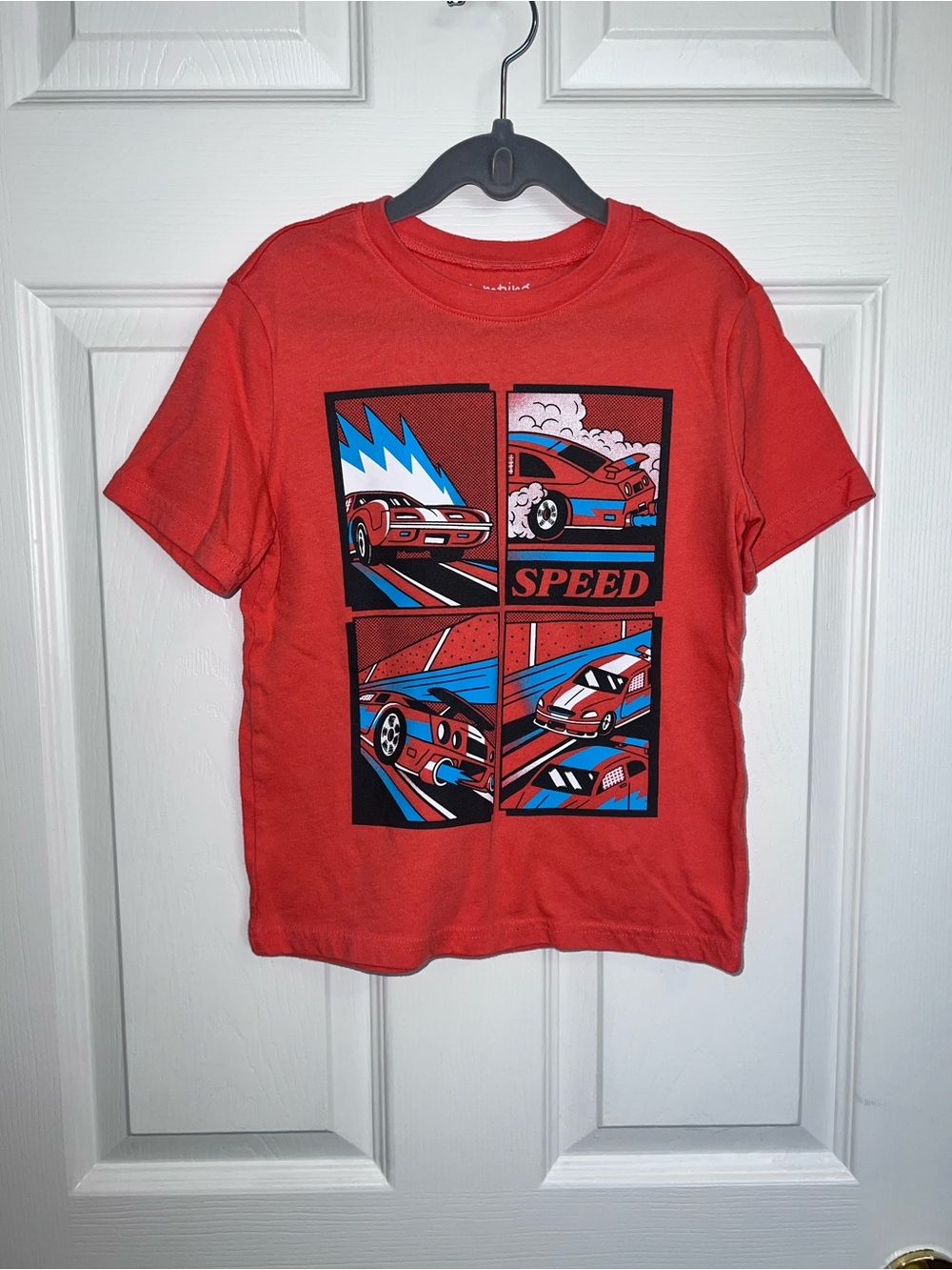 Kids sz 6 Red “Speed” Car Graphic T-Shirt